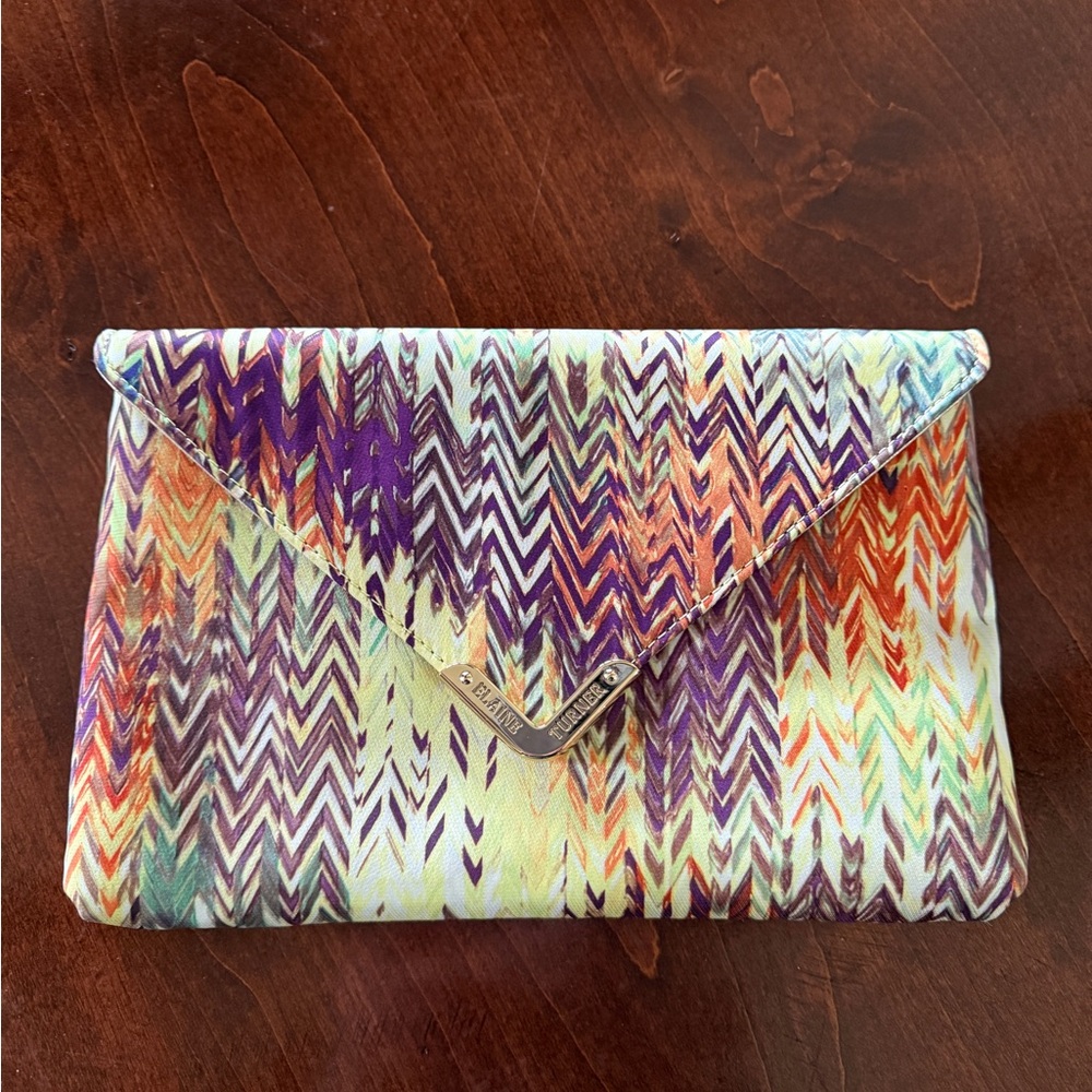 Elaine Turner Multicolor Chevron Clutch, NEW! $175
